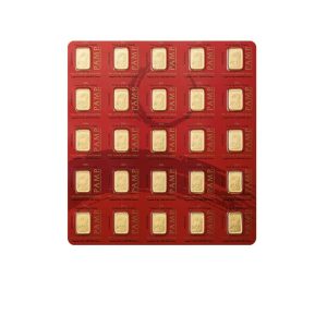 Pamp Suisse, Thousand Mile Horse MultiGram 25 x 1 Gram Gold Bar in Assay