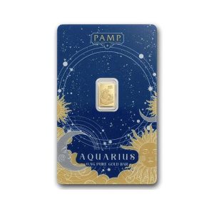 1/2 gram Gold Bar - PAMP Suisse Zodiacs: Aquarius