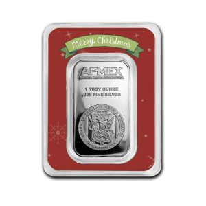 1 oz Silver Bar - APMEX (w/Red Merry Christmas Card, In TEP)