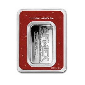 1 oz Silver Bar - APMEX (w/Red Merry Christmas Card, In TEP)