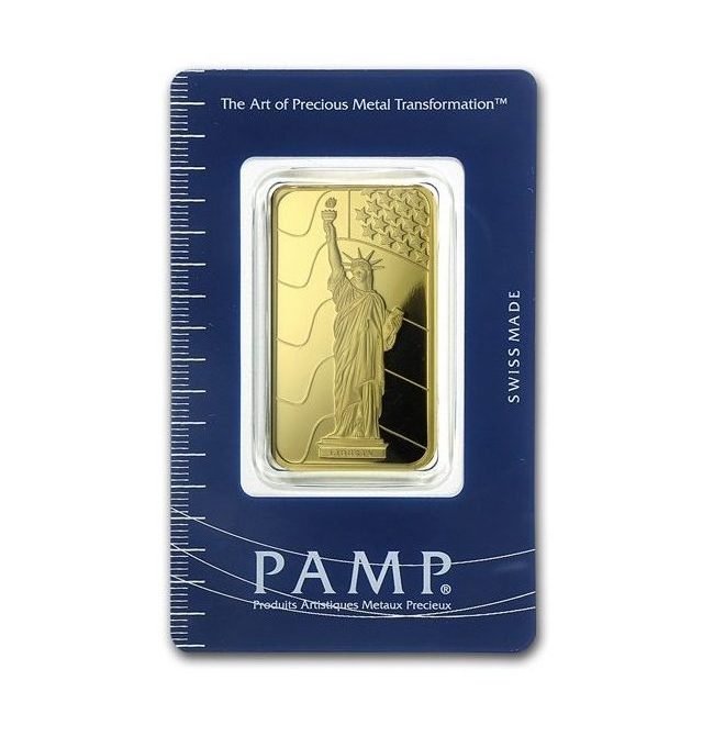 Pamp Suisse, Statue of Liberty 1 oz .9999 Gold Bar in Classic Assay
