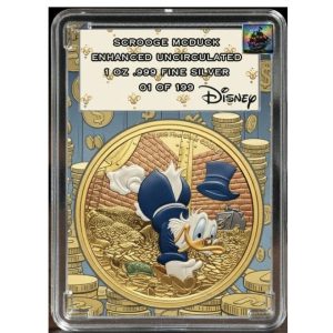 Niue 2025 Disney Scrooge McDuck 1 oz .999 Silver Gilded Colorized Coin