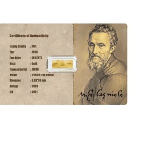 2025 Niue Creation of Adam 1/1000 oz Gold Coin in Card
