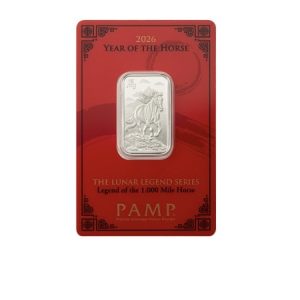 Pamp Suisse, 2026 Lunar Legends 1000 Mile Horse 10 gram Silver Proof-Like Bar in Assay Card
