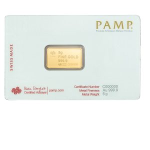 Pamp Suisse, America The Free Series - Bald Eagle 5 Gram Gold Bar in Assay