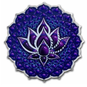 Pamp Suisse, 2024 Solomon Islands Lotus of the 7th Chakra 2 oz Colorized Silver Coin (Box + CoA)