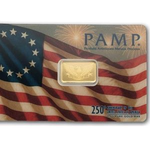 Pamp Suisse, 250th Anniversary of the United States Vintage - Heraldic Bald Eagle 2.5 Gram Gold Bar