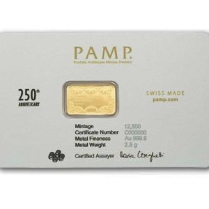 Pamp Suisse, 250th Anniversary of the United States Vintage - Heraldic Bald Eagle 2.5 Gram Gold Bar
