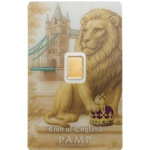 Pamp Suisse, Lion of Britain 1/2 Gram Gold Bar in Assay
