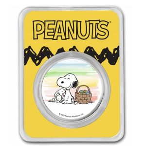Peanuts® Snoopy & The Easter Bunny 1 oz Colorized Silver