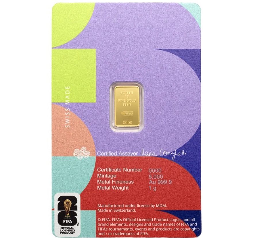 Pamp Suisse, 2026 FIFA World Cup 1 Gram 0.9999 Gold Bar - Image 2
