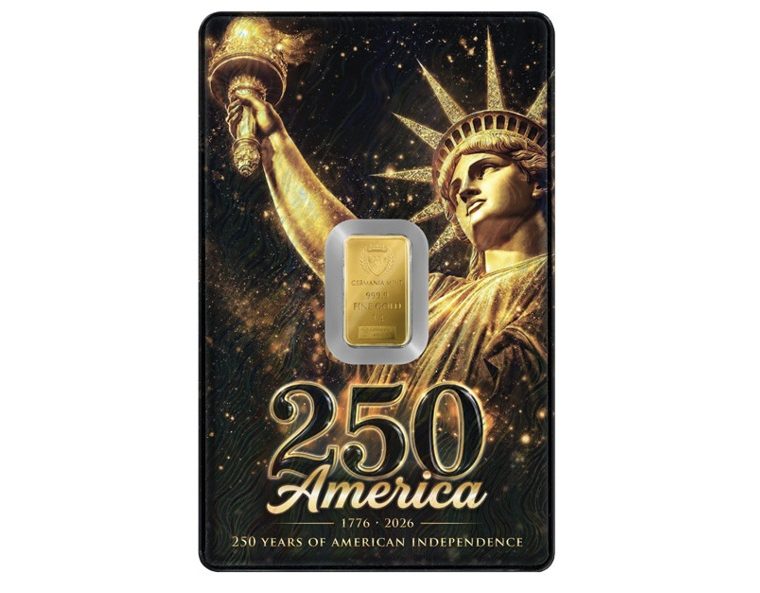 Germania Mint Gold Minted Bar 1 g - American Independence