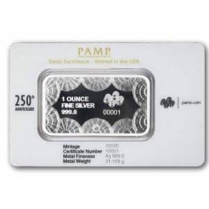 PAMP Suisse 250th Anniversary of U.S. - Heraldic Bald Eagle 1 oz Silver Bar in Assay