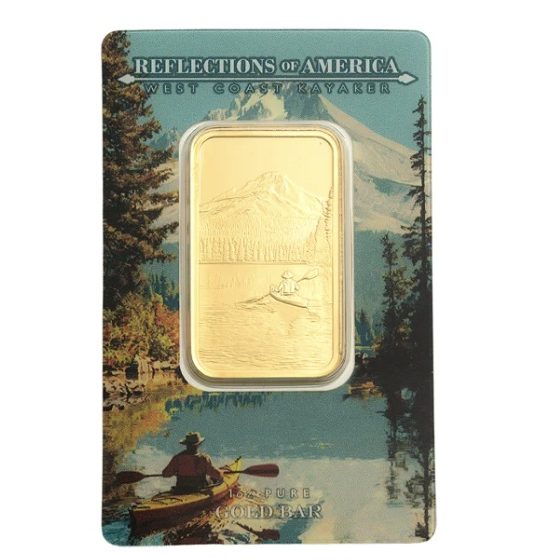 Pamp Suisse, Reflection of America Series - West Coast Kayaker 1 oz .9999 Gold Bar