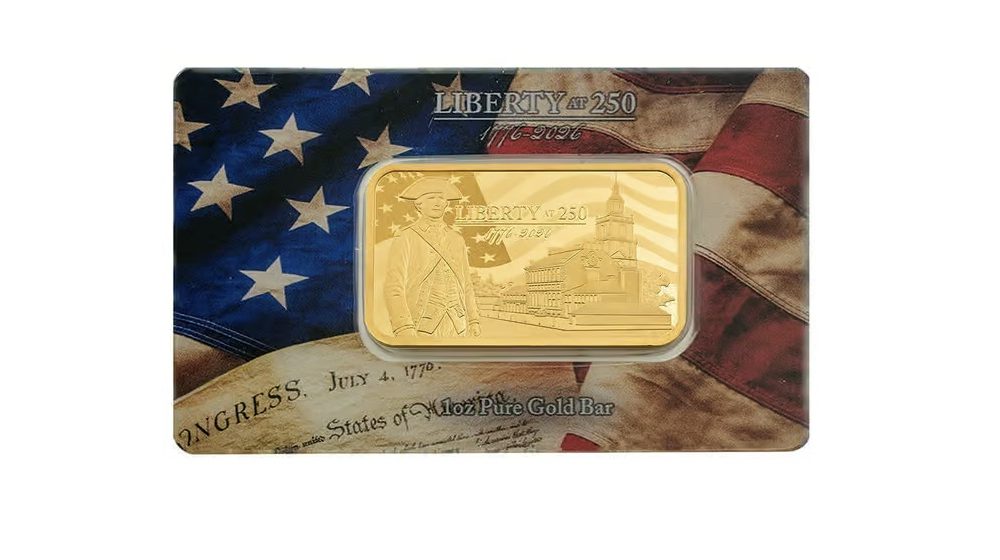 Pamp Suisse, Liberty at 250 1 oz Gold Bar .9999 Fine (in Assay)