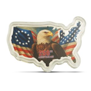 PAMP Suisse, 2026 USA 250th Anniversary Stars and Stripes (Colorized & Shaped) - 1 Troy Ounce Silver Coin (in Box)