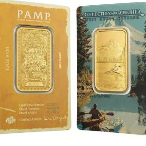 Pamp Suisse, Reflection of America Series - West Coast Kayaker 1 oz .9999 Gold Bar