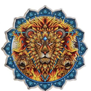 Pamp Suisse, 2023 Lion of 5th Chakra 2 oz Colored Silver Coin with box