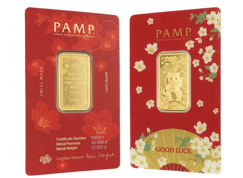 Pamp Suisse, Good Luck Maneki Neko 1/2 oz Gold Bar (Ready stock)