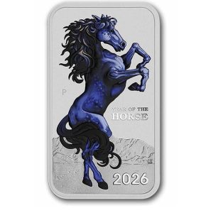 Perth Mint, 2026 Australia Rectangular Lunar Horse 1 oz Colorized Silver Coin Bar in Assay