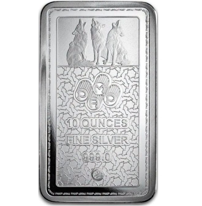 Pamp Suisse, American Wolf 10 oz Silver Bar with Capsule and Sleeve - Image 3