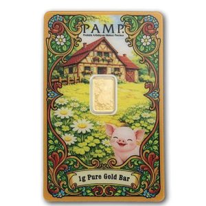 Pamp Suisse, Lucky Pig 1 Gram Gold Bar with Sleeve (Ready stock)