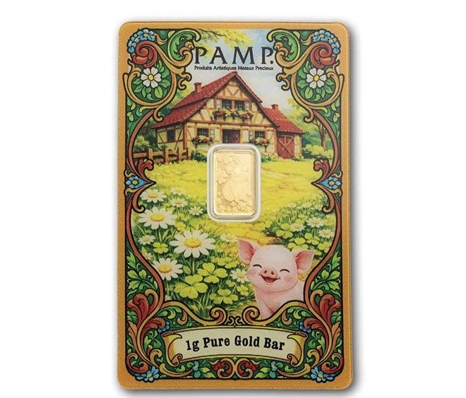 Pamp Suisse, Lucky Pig 1 Gram Gold Bar with Sleeve (Ready stock)