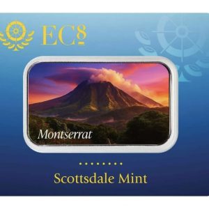 Scottsdale Mint, 2025 EC8 Montserrat | Volcano 1 oz Silver Colorized Coin Bar