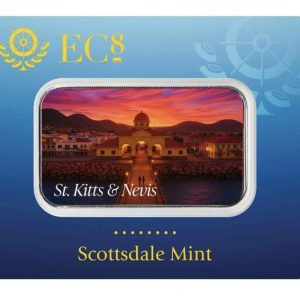 Scottsdale Mint, 2025 EC8 St. Kitts & Nevis | Port Zante 1 oz Silver Colorized Coin Bar