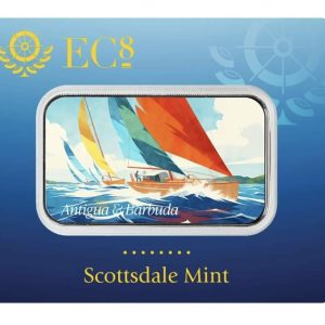 Scottsdale Mint, 2025 EC8 Antigua & Barbuda | Sailing Ships 1 oz Silver Colorized Coin Bar