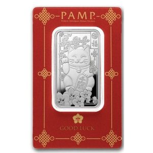 Pamp Suisse, Good Luck Cat 1 oz .999 Silver Bar in Assay (ETA end Nov/early Dec)
