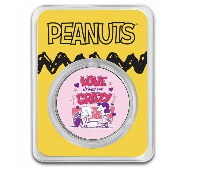 Peanuts® Love Drives Me Crazy - 1 oz Colorized Silver