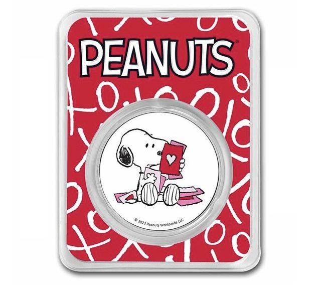 Peanuts® Snoopy Valentine's Day Cards 1 oz Colorized Silver