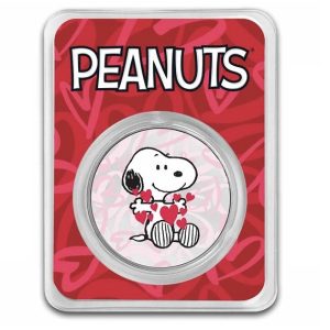 Peanuts® Valentine's Snoopy with Hearts - 1 oz Colorized Silver