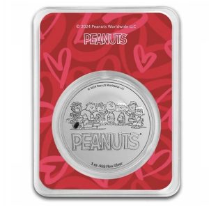 Peanuts® Valentine's Snoopy with Hearts - 1 oz Colorized Silver