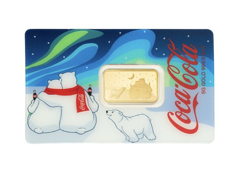 Pamp Suisse, Coca-Cola® Polar Bear 3 5 Gram .9999 Gold Bar (ETA end Nov/early Dec)