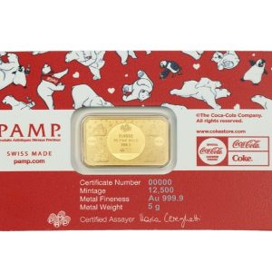 Pamp Suisse, Coca-Cola® Polar Bear 3 5 Gram .9999 Gold Bar (ETA end Nov/early Dec)