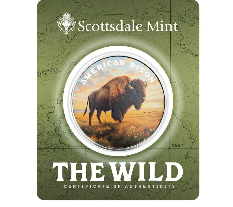 Scottsdale Mint, The Wild Series - American Bison 1 oz .999 Colorized Silver Round