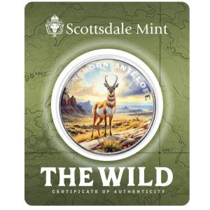 Scottsdale Mint, The Wild Series – Pronghorm Antelope 1 oz .999 Colorized Silver Round