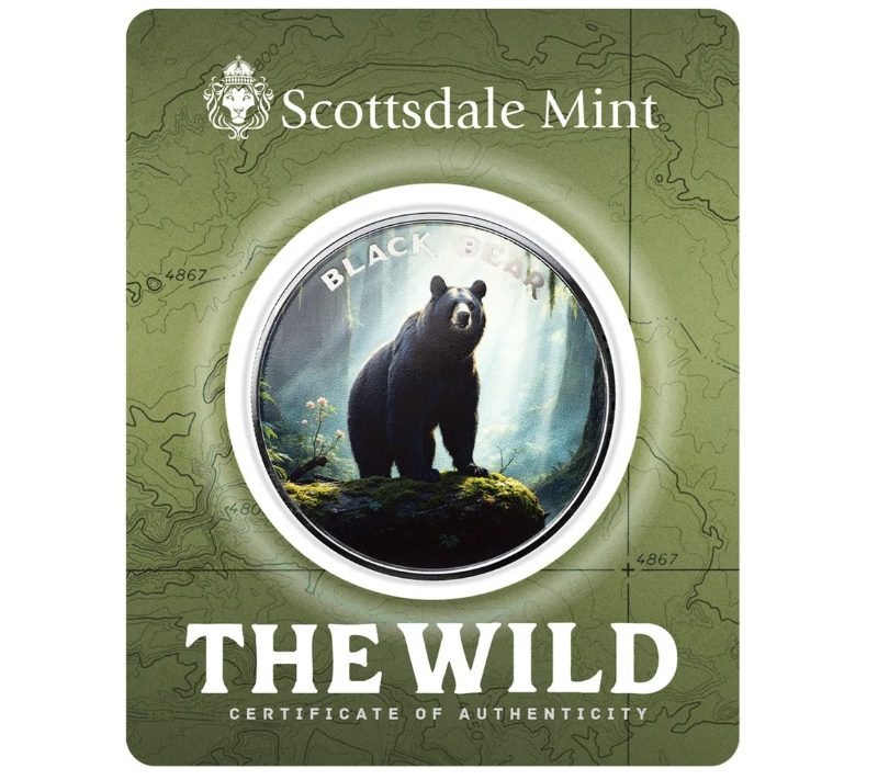 Scottsdale Mint, The Wild Series – Black Bear 1 oz .999 Colorized Silver Round