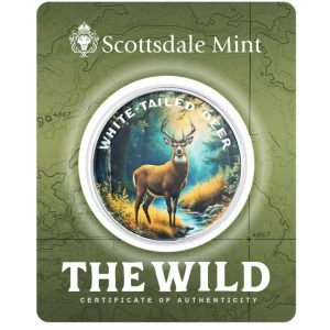 Scottsdale Mint, The Wild Series – White-tailed Deer 1 oz .999 Colorized Silver Round