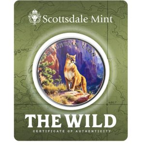 Scottsdale Mint, The Wild Series – Mountain Lion 1 oz .999 Colorized Silver Round