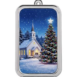 Scottsdale Mint, Christmas Collection - Christmas Church 1 oz Silver Colorized Bar
