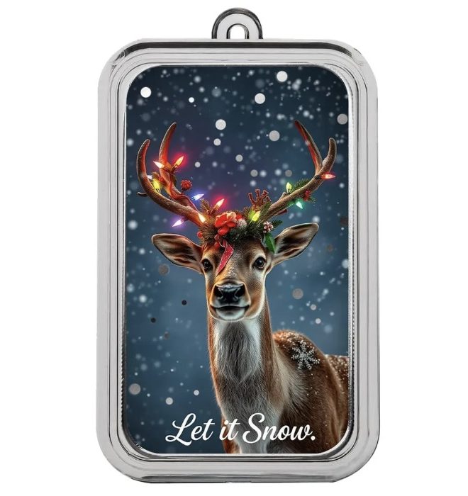 Scottsdale Mint, Christmas Collection - Let it Snow 1 oz Silver Colorized Bar