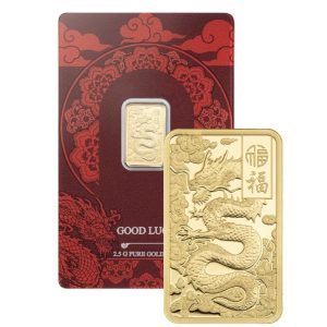 Pamp Suisse, Good Luck Yellow Dragon 2.5 Gram .9999 Gold Proof Like Bar (Ready Stock)