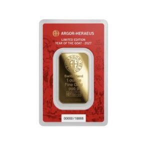 Argor-Heraeus, 2027 Year of the Goat 1 oz .9999 Gold Bar