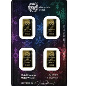 Germania Mint, 2026 Christmas 4 x 1/200 oz Au Proof Minted Bar