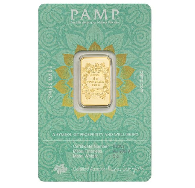 Pamp Suisse, Diwali Lakshmi and Sacred Elephant 5 Gram .9999 Gold Bar in Assay (ETA end Nov/early Dec) - Image 2