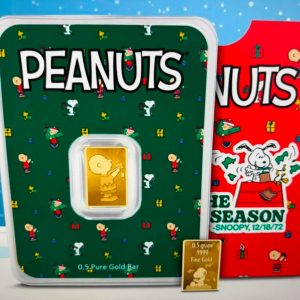 1/2 Gram .9999 Gold Bar - Peanuts Holiday with Sleeve