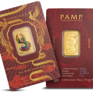 Pamp Suisse, 10 Gram .9999 Good Luck Phoenix Colorized Gold Bar (ETA end Nov/early Dec)